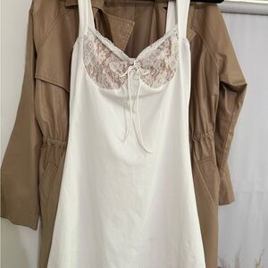 Elegant White Lace Trim Nightgown